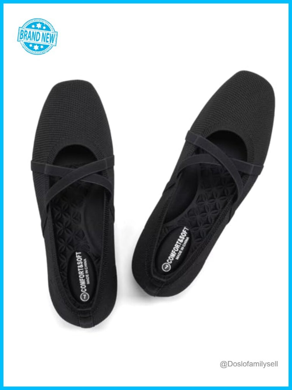 Mary Jane Flats Square Toe Cross Strap Comfortable Dressy Work